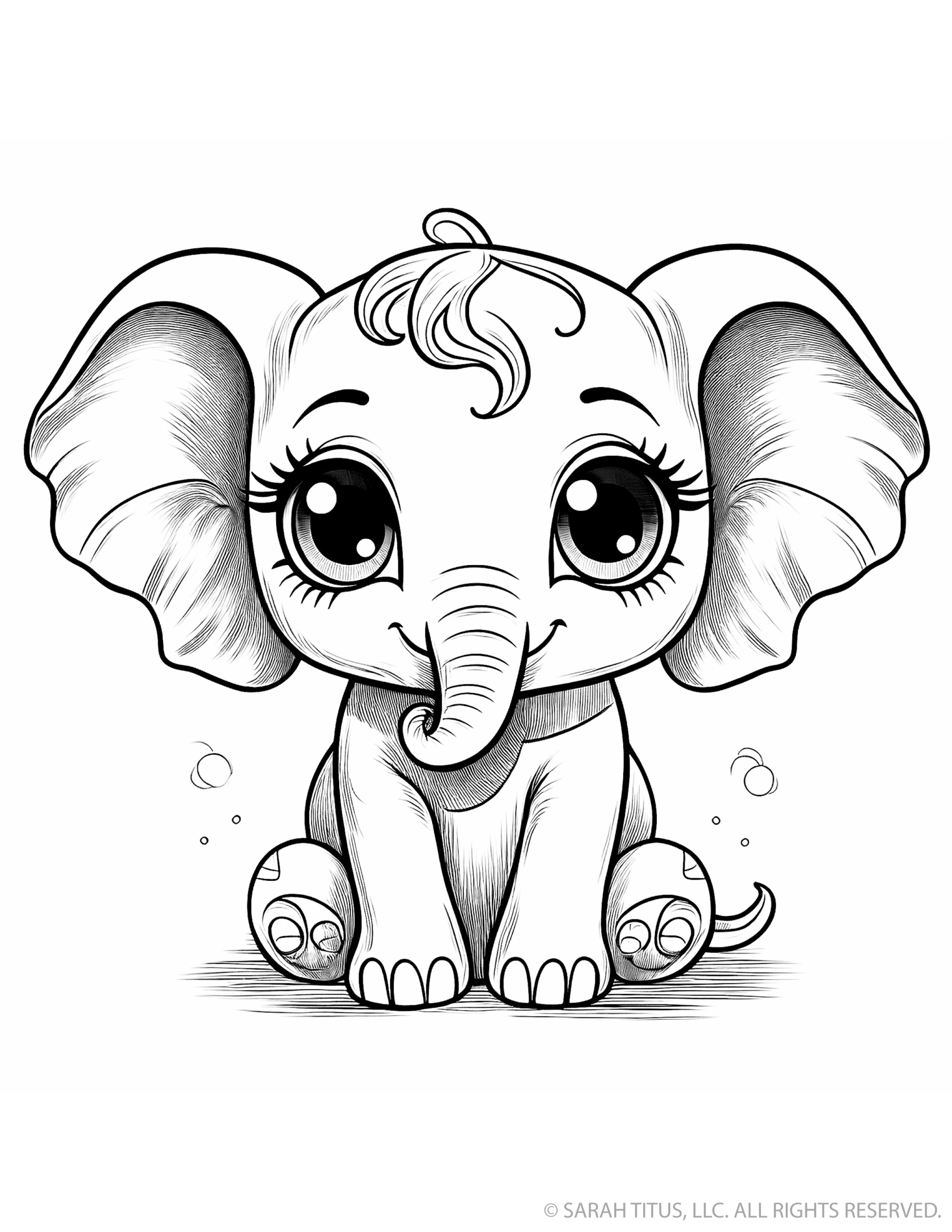 Cute Baby Elephant With Curled Trunk