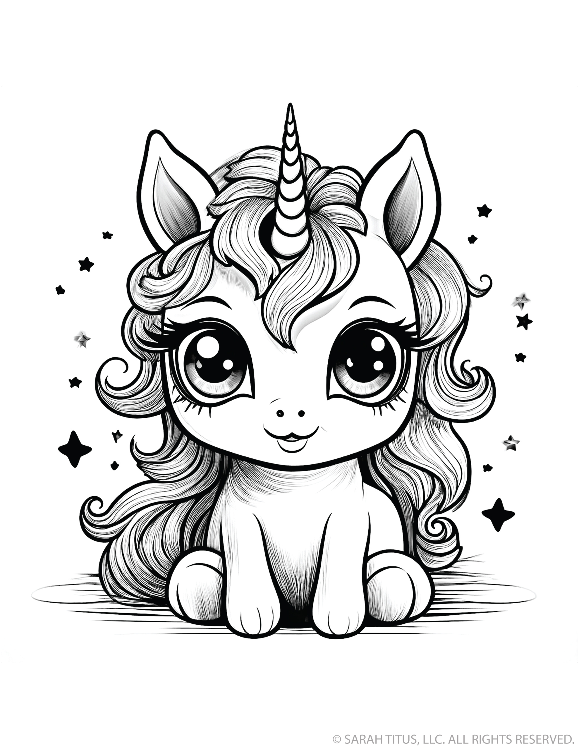 Sweet Sleeping Unicorn with Stars
