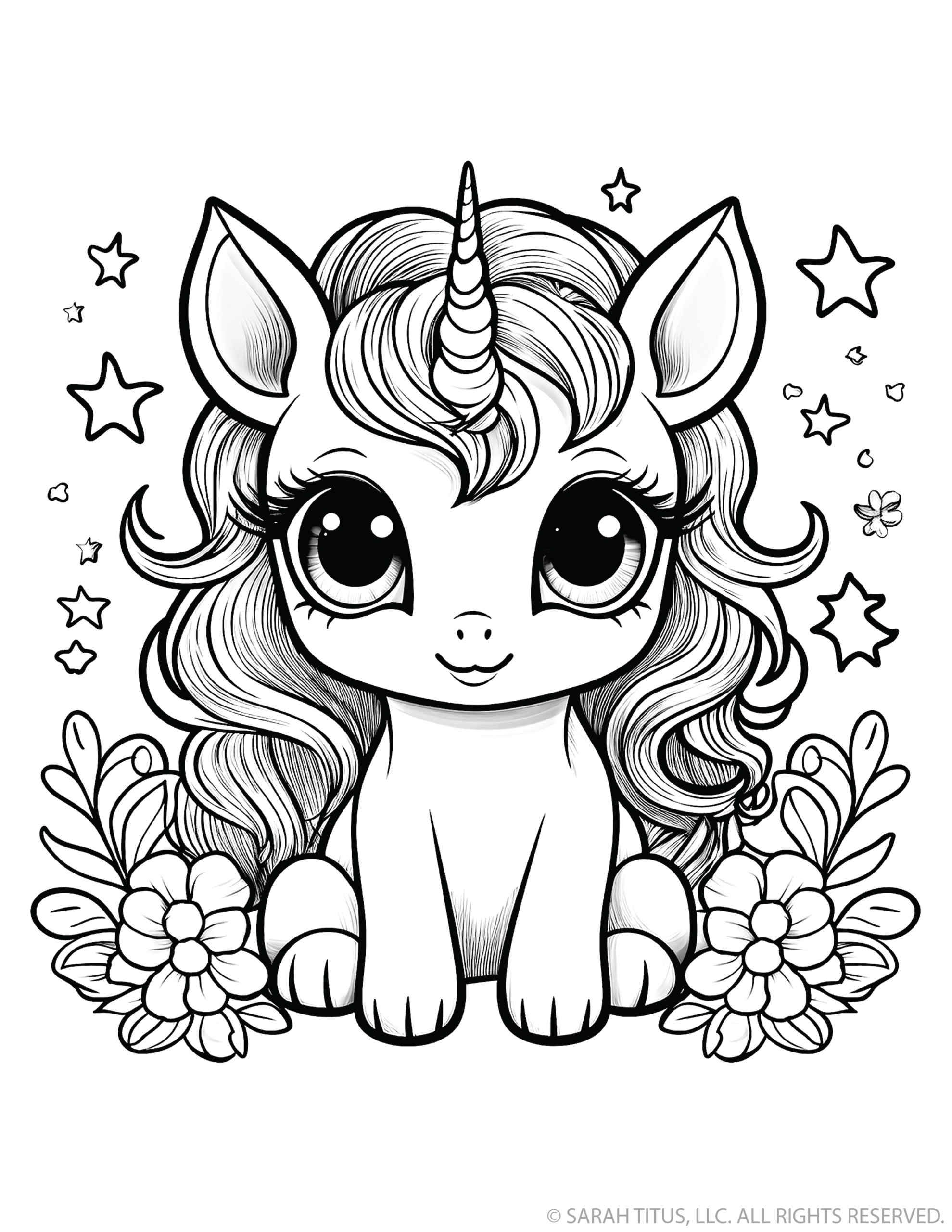 Cute Baby Unicorn Sitting Down