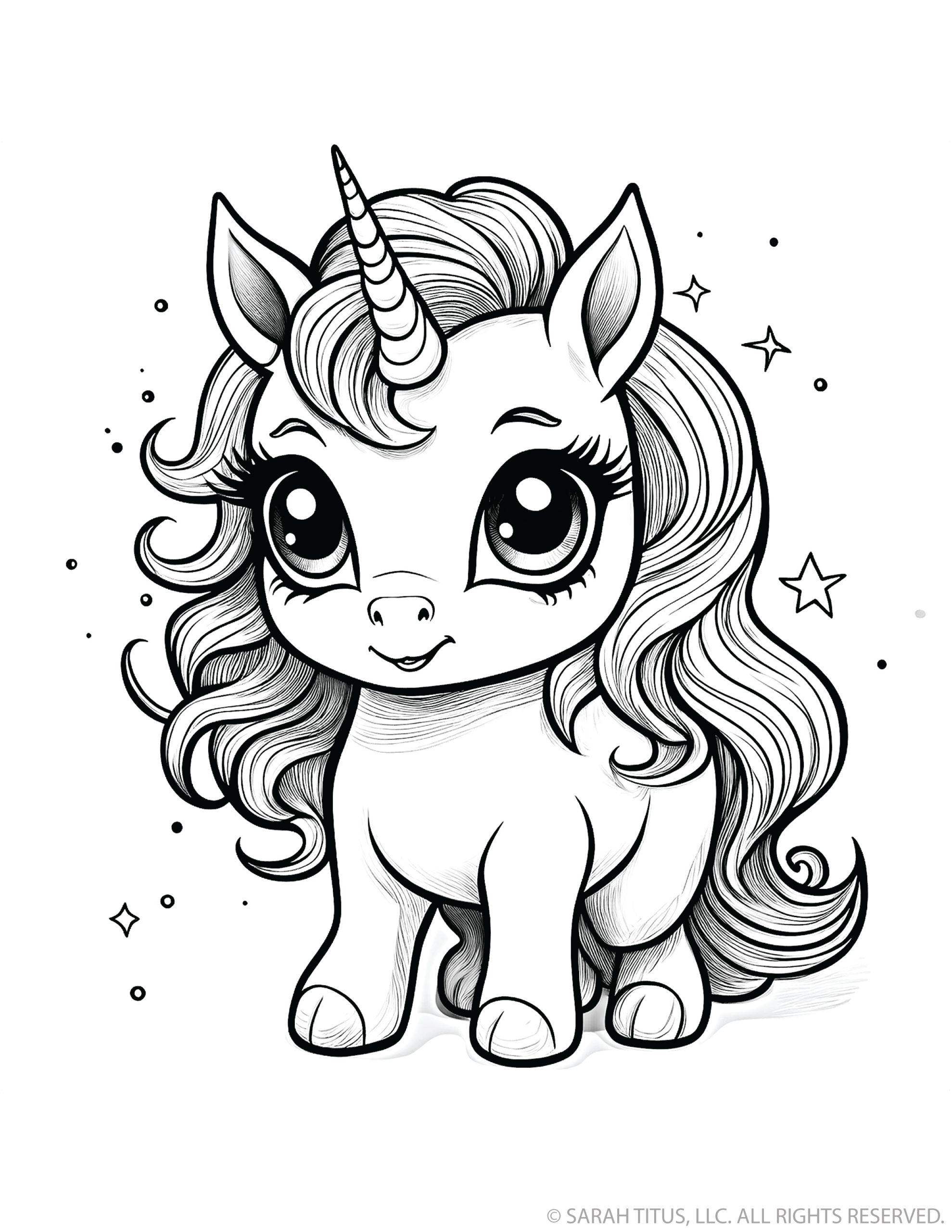 Smiling Unicorn with Twinkling Eyes