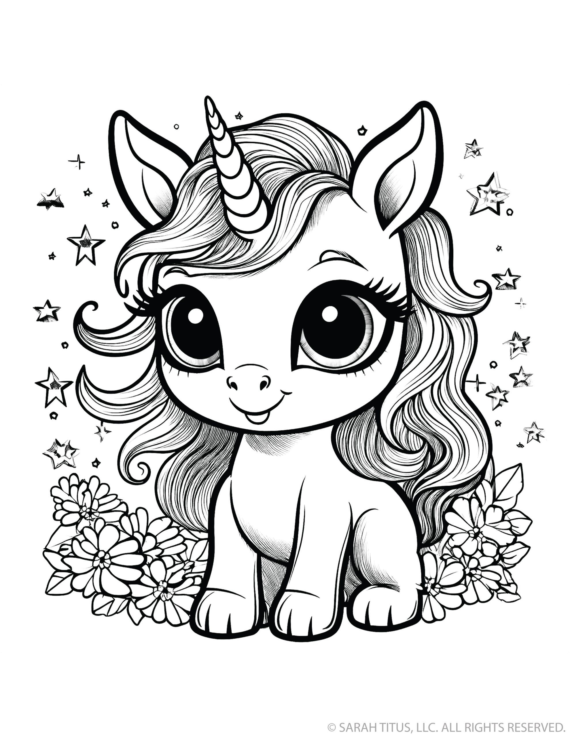 Unicorn with Crown and Stars