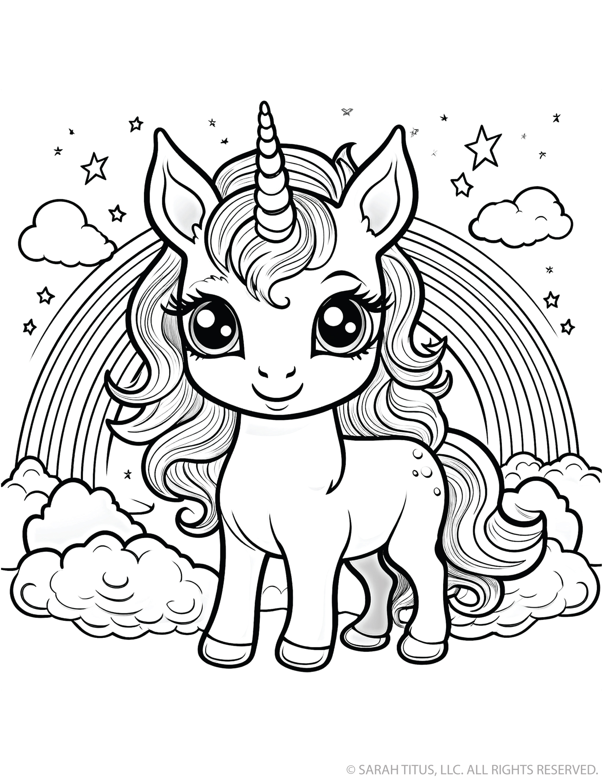 Lovable Unicorn with Rainbow