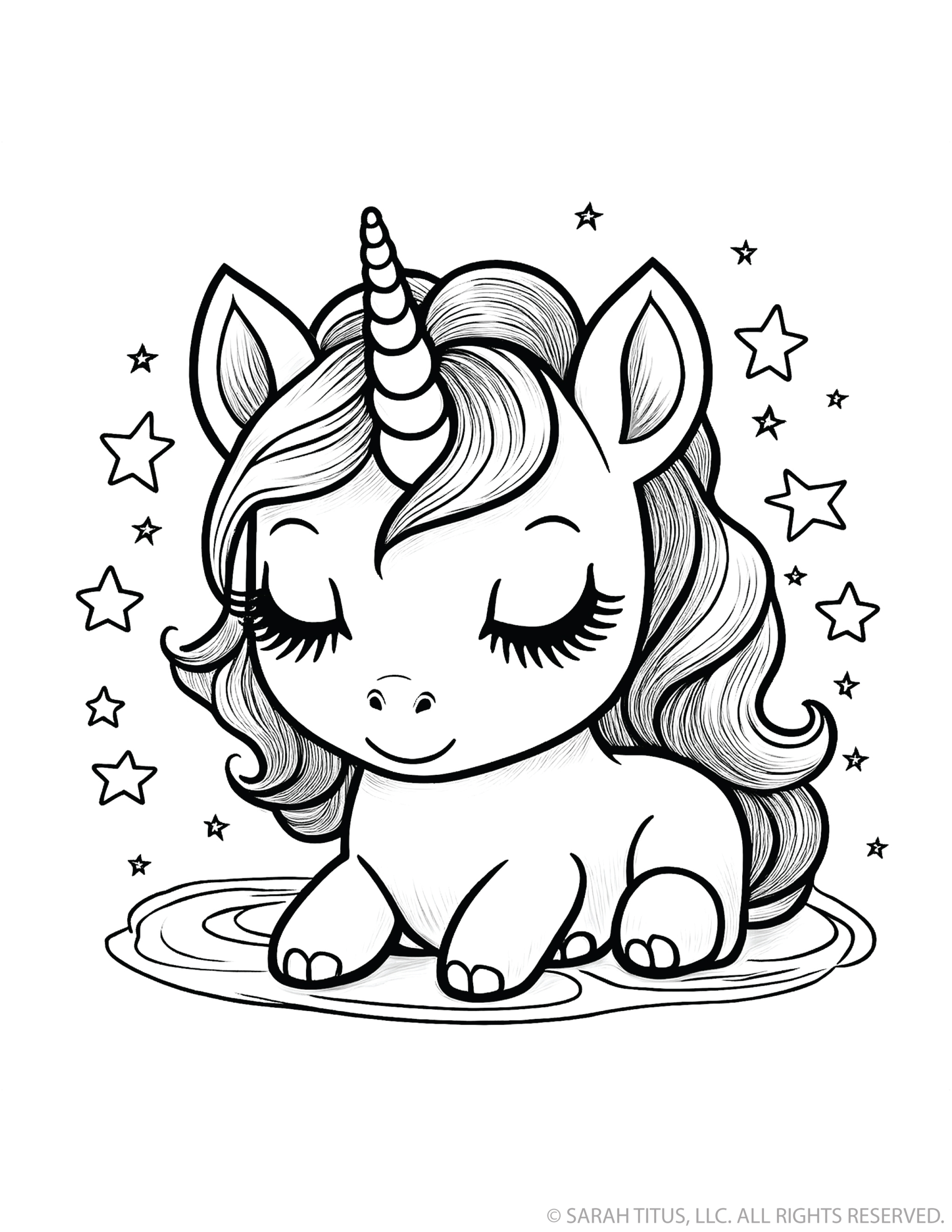Twinkly Unicorn with Eyes Closed