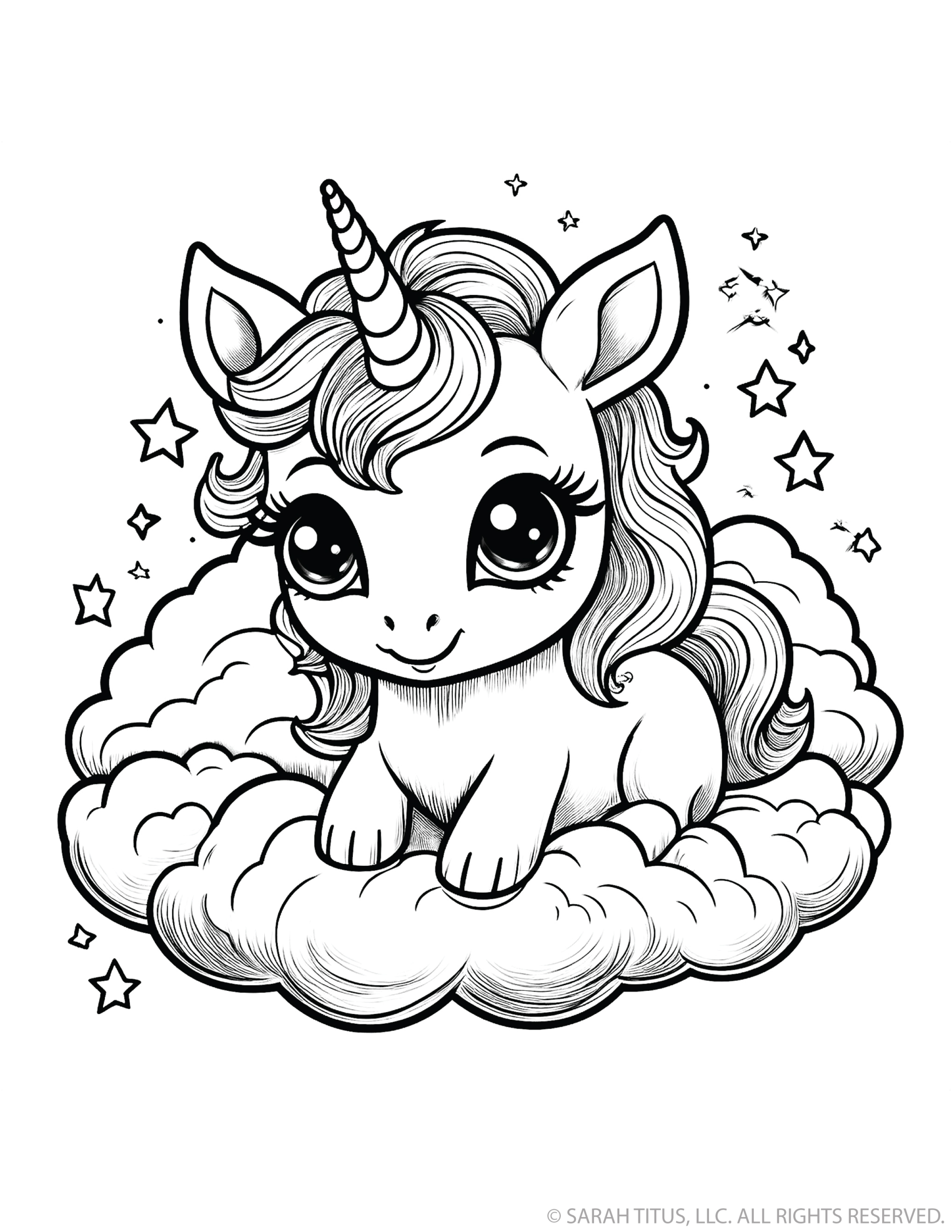 Resting Unicorn on Fluffy Clouds