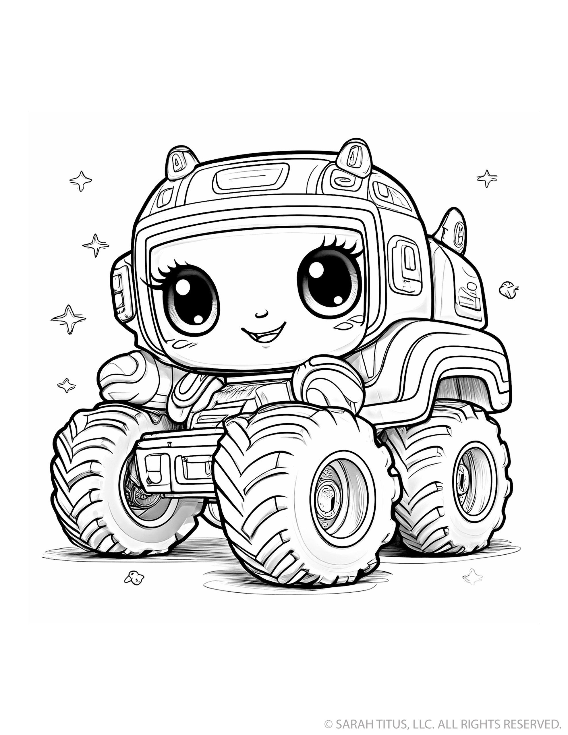 Girly Monster Truck With Stars And Lashes