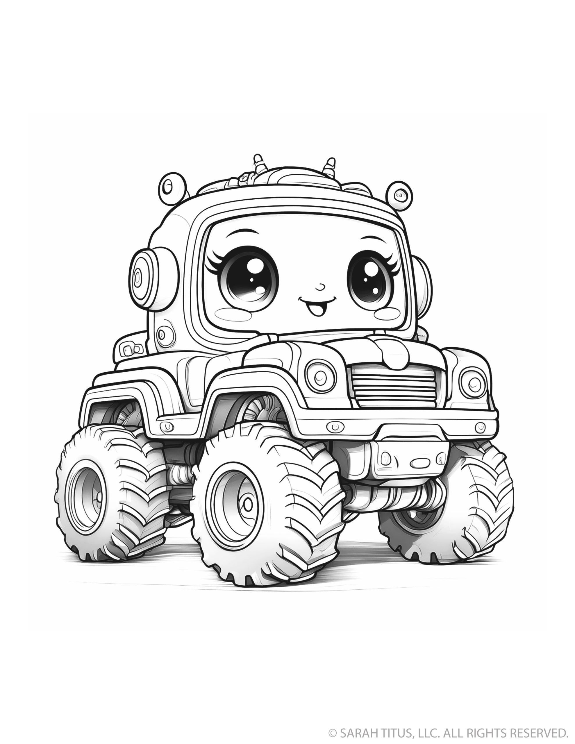 Monster Truck with Headlights and Eyelashes