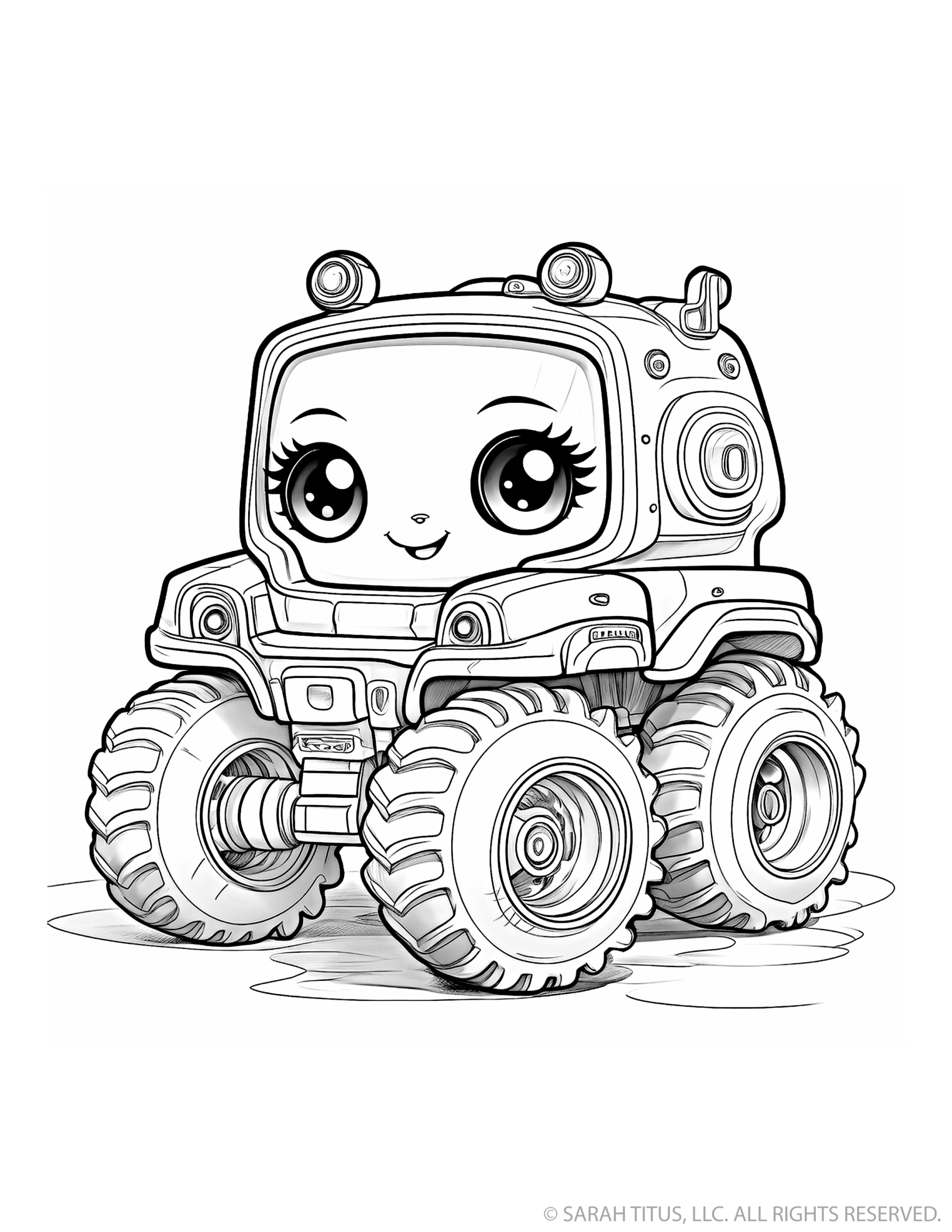 Adorable Monster Truck with Long Eyelashes
