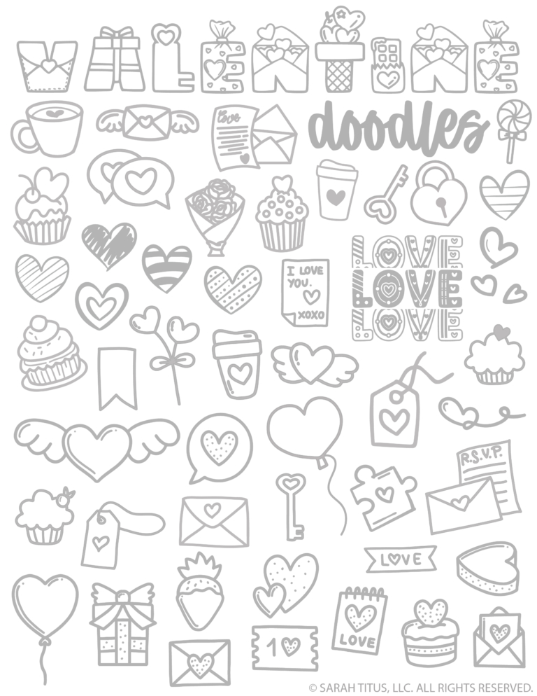 Free Printable Hand Lettering Valentine Doodles - Sarah Titus