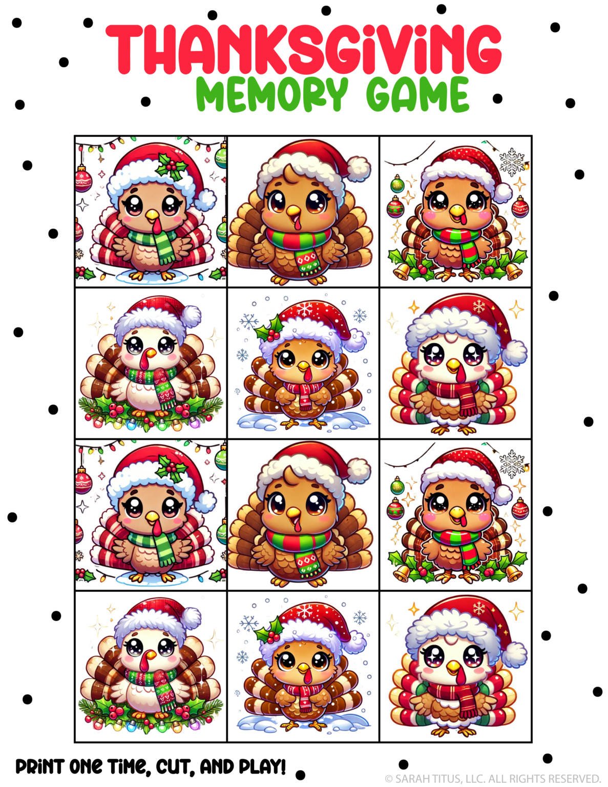 Free Printable Thanksgiving Memory Games - Sarah Titus