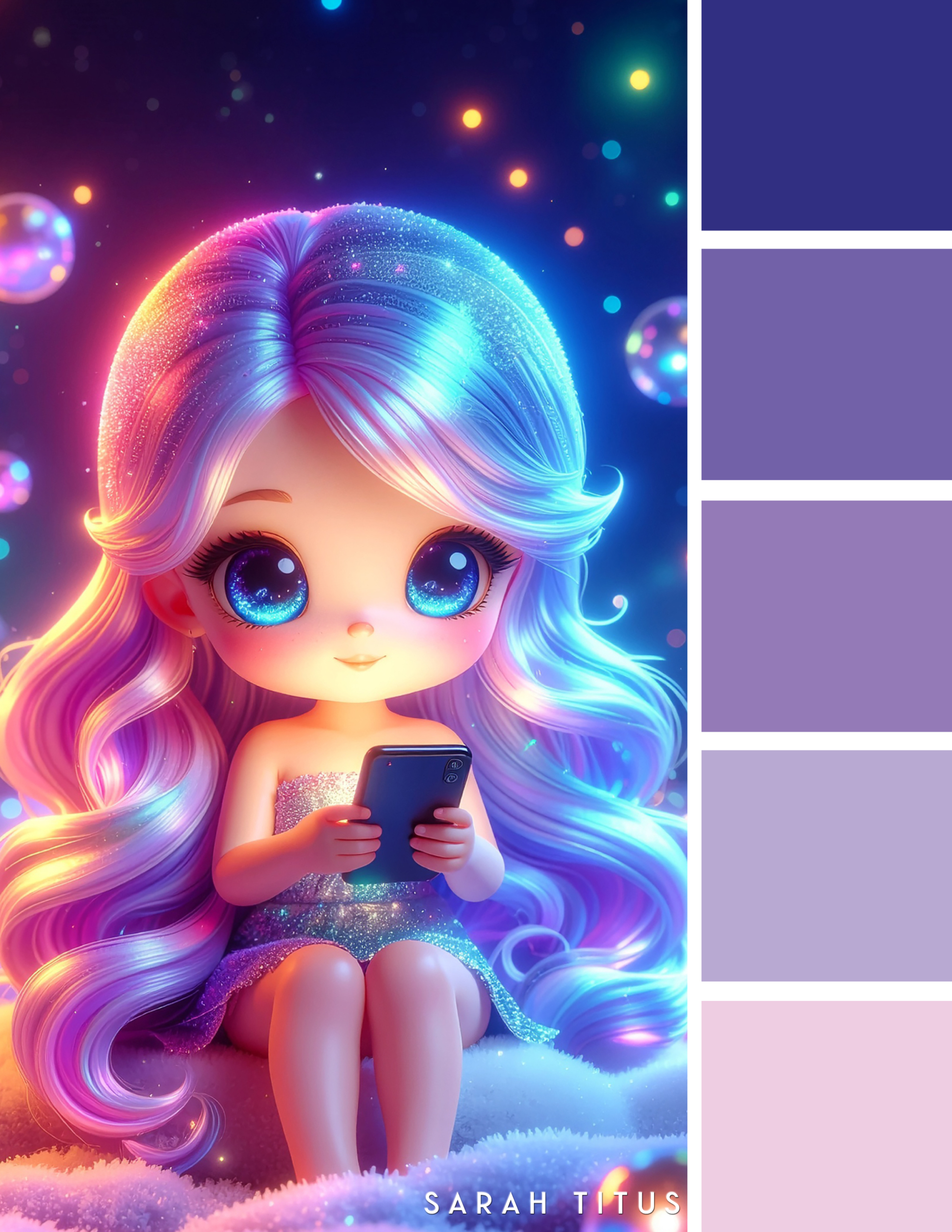 Cute Chibi Girl Dreamy Galaxy Color Palettes - Sarah Titus
