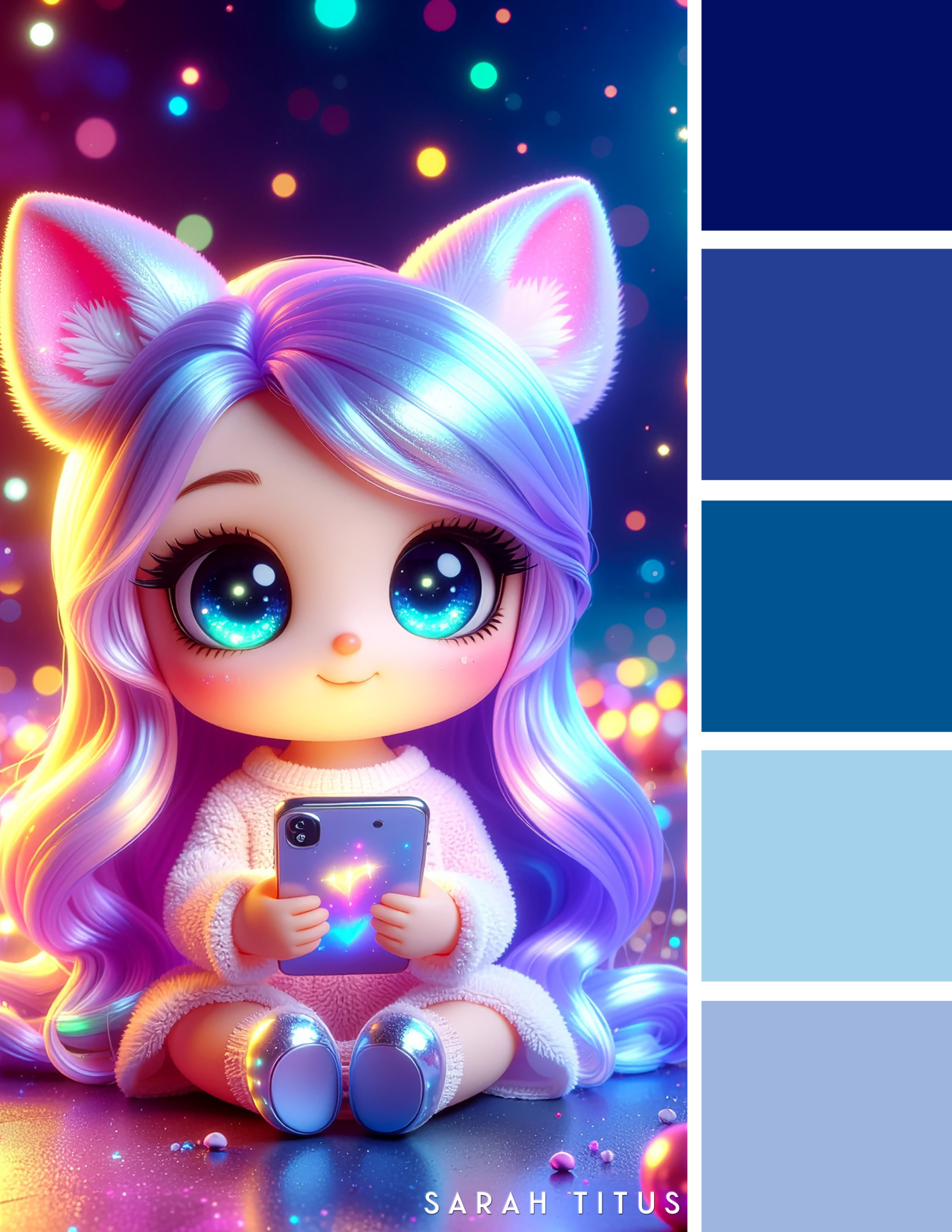 Cute Chibi Girl Dreamy Galaxy Color Palettes - Sarah Titus