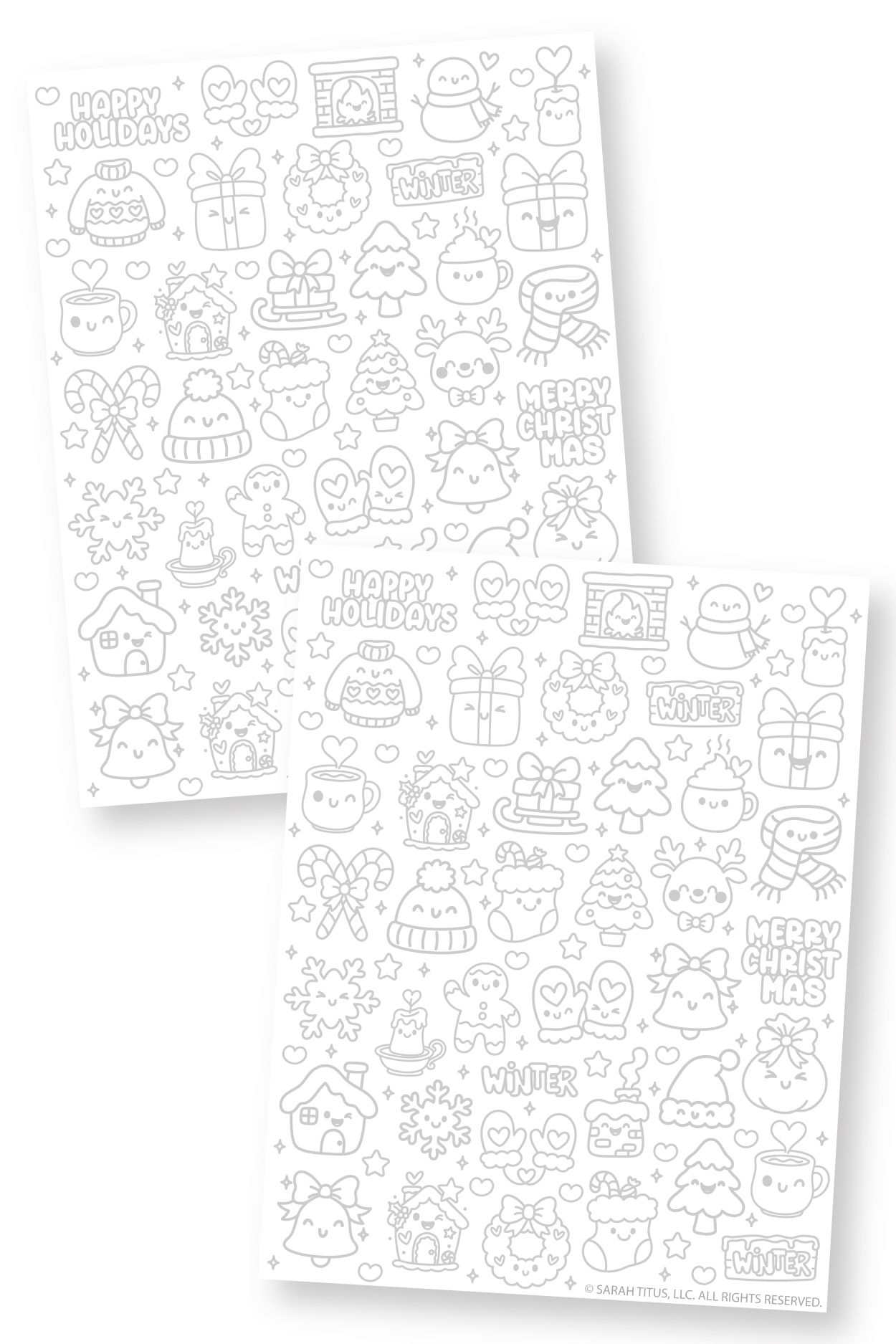 Christmas hand lettering doodles printable for cards and journals