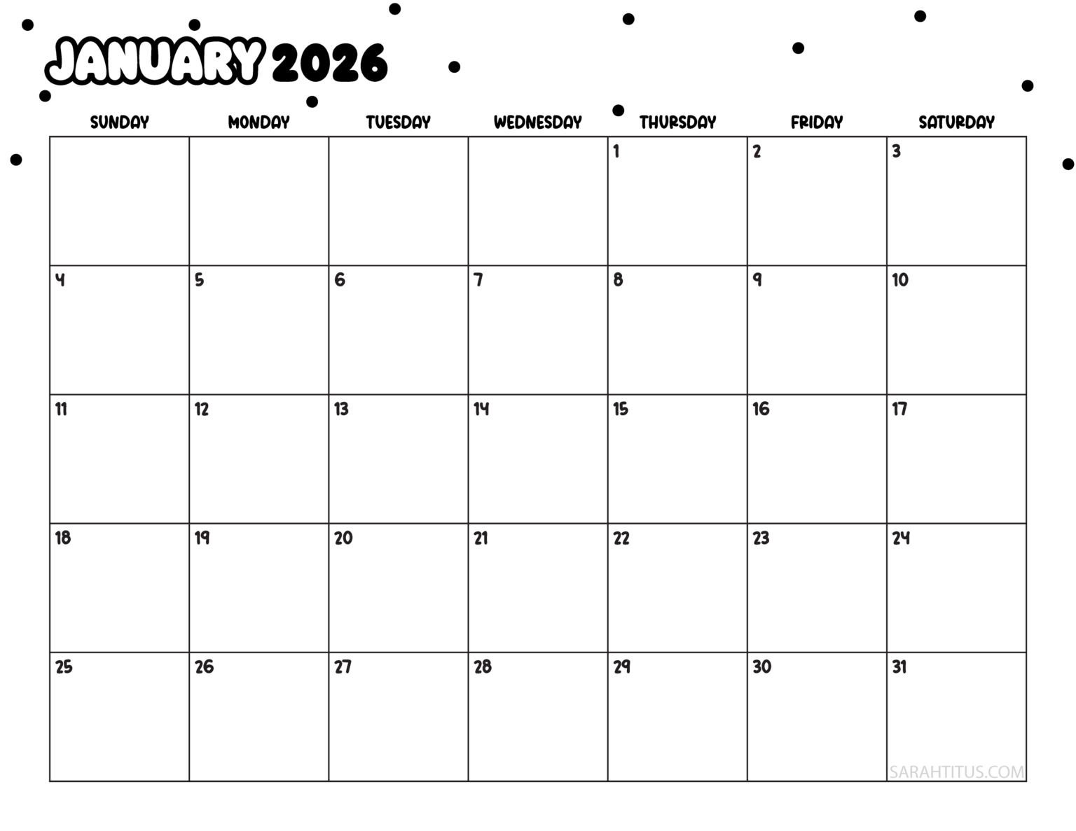 Kawaii Free Printable 2026 Calendars (Colorable 12-Month Monthly Pages ...