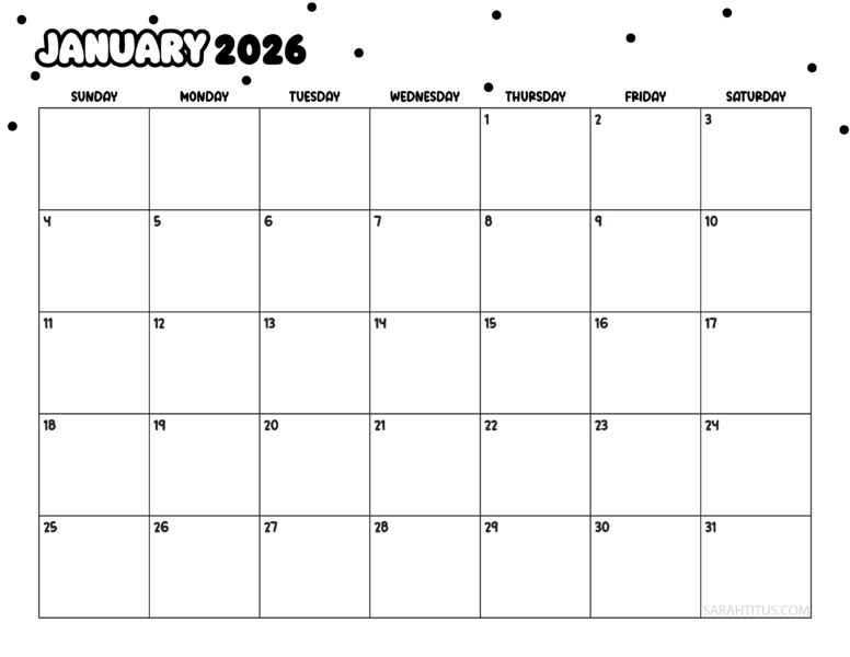Kawaii Free Printable 2026 Calendars (Colorable 12-Month Monthly Pages ...