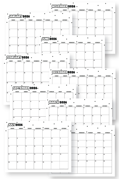 free printable 2026 monthly calendar pages - 12 month calendar printable