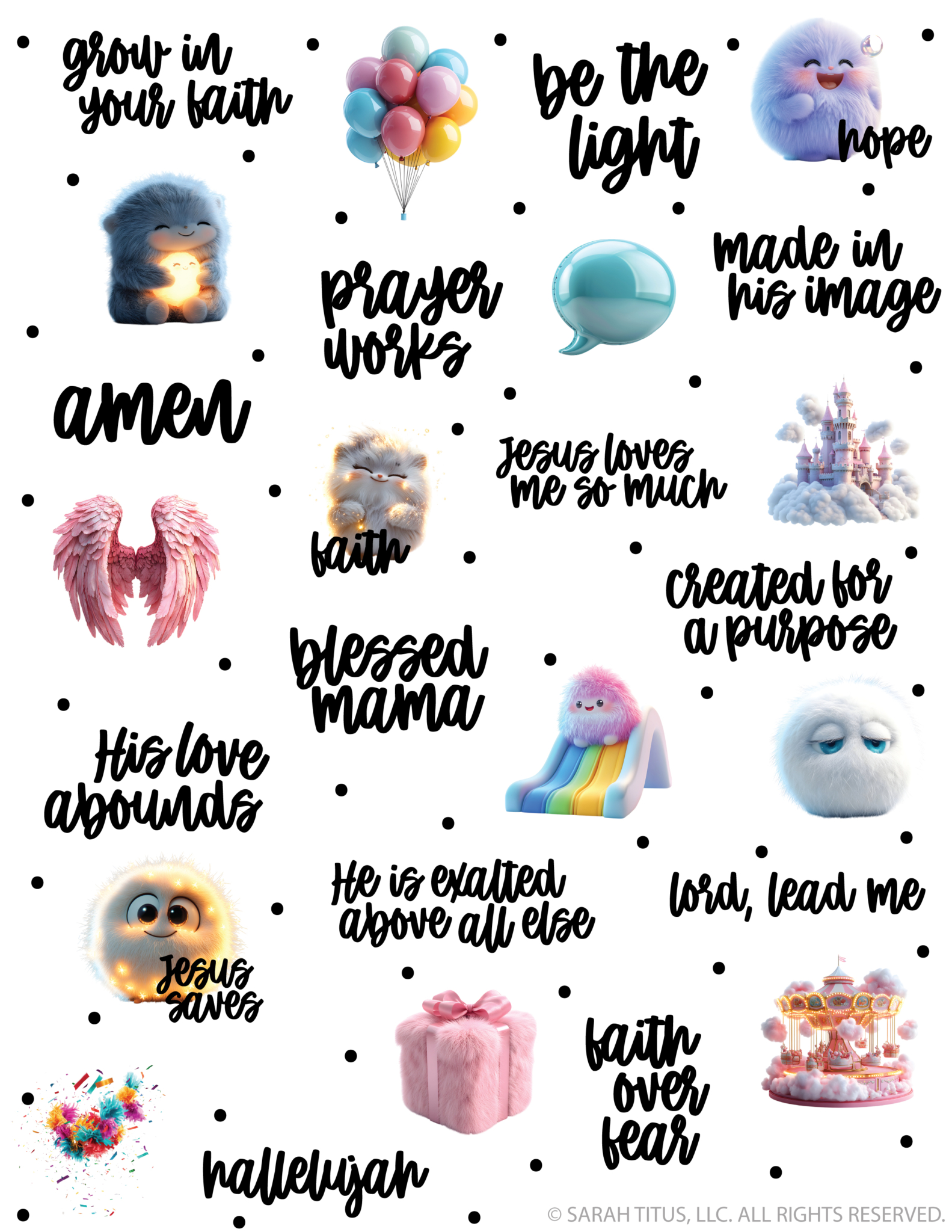 Blested Sticker Blessed Mama Cute Kawaii Christian Sticker Sheet (PDF + Digital ...