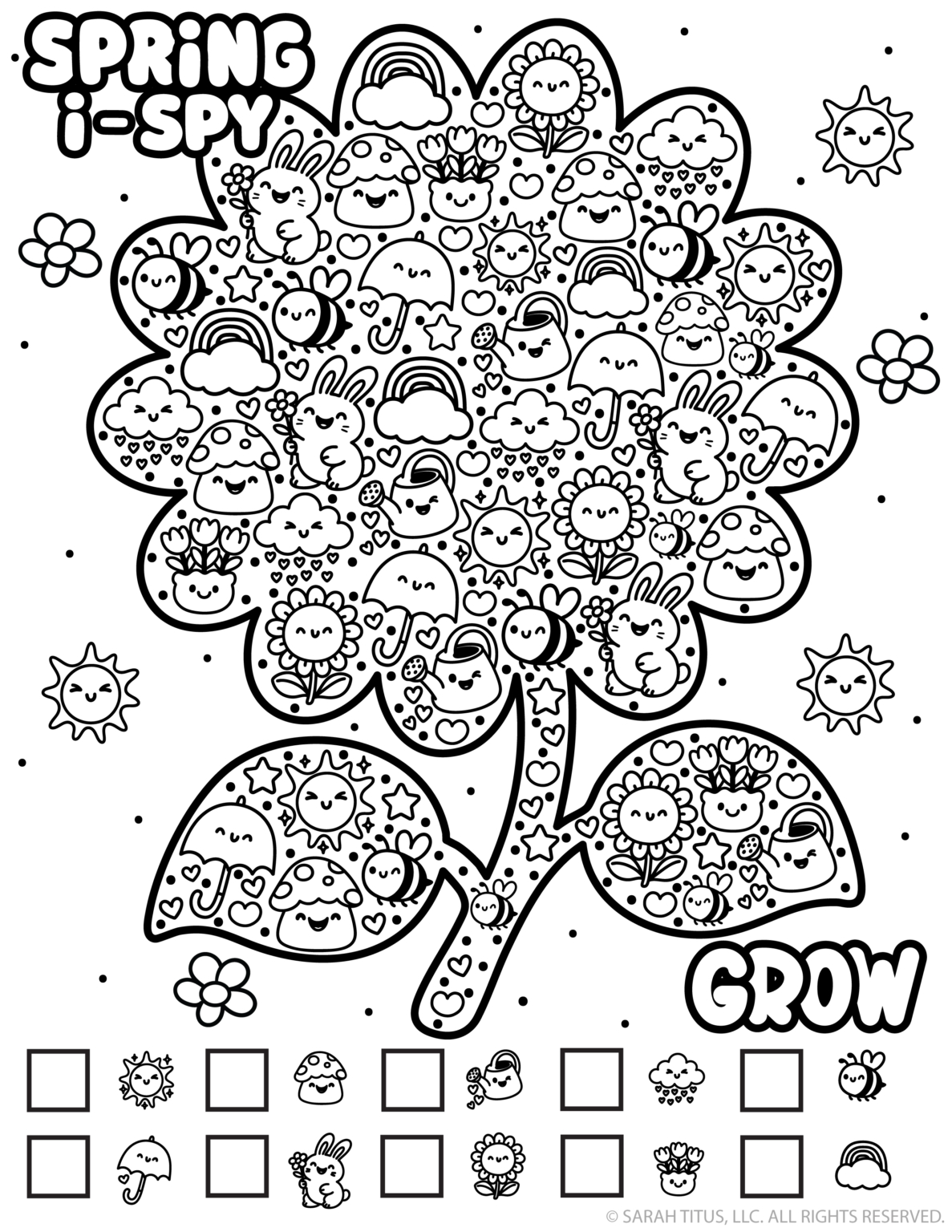 Free Printable Spring I-Spy (Cute Kawaii Search and Find) - Sarah Titus