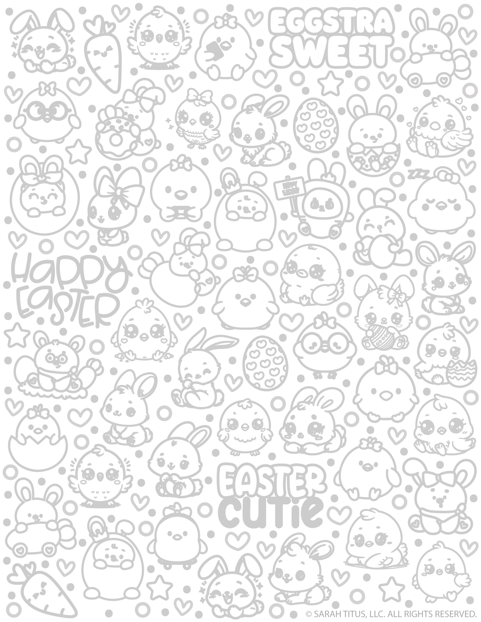 Easter Hand Lettering Doodles Printable Practice Sheet (Cute Kawaii ...