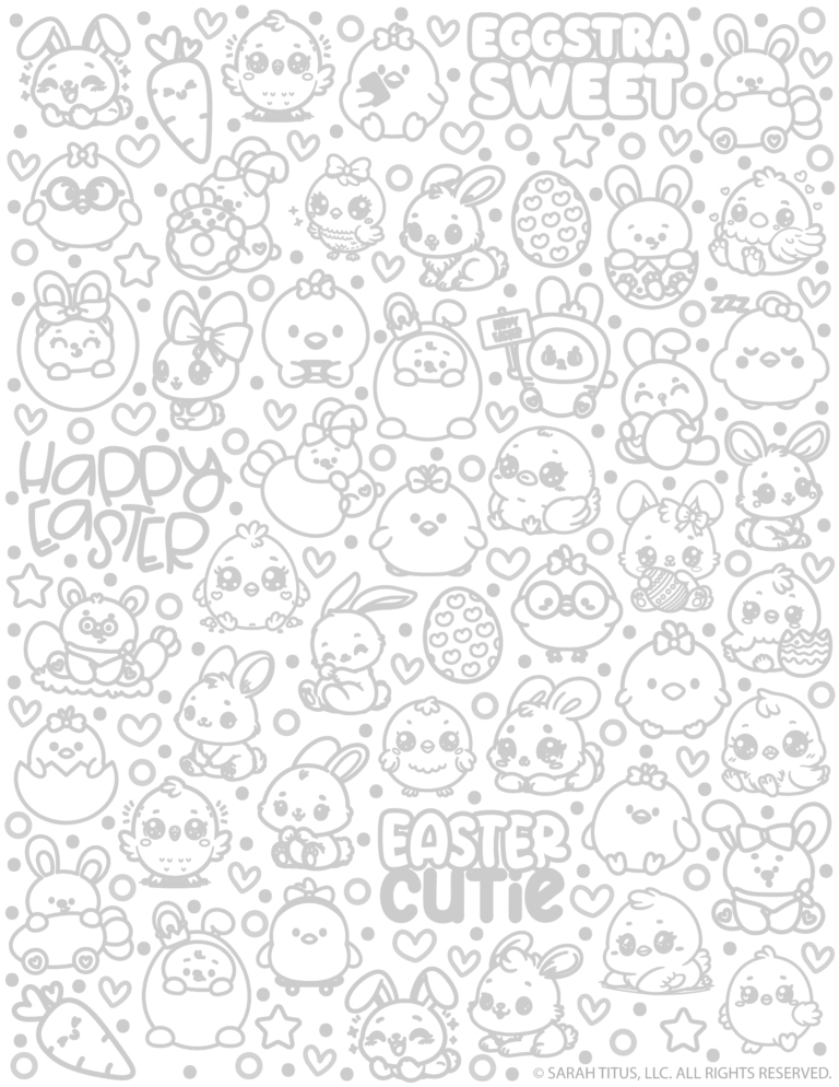 Easter Hand Lettering Doodles Printable Practice Sheet (Cute Kawaii ...