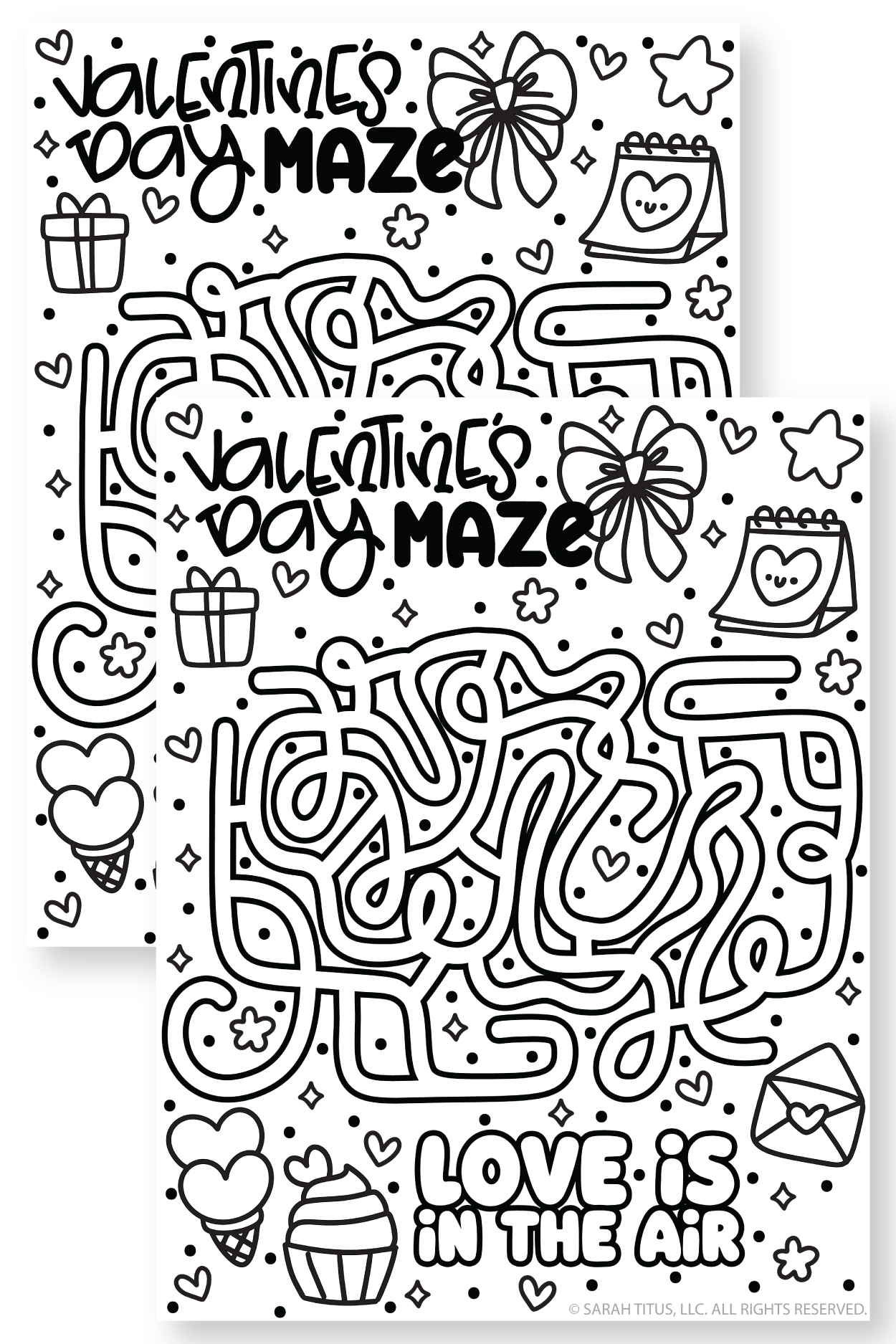 Cute Valentine Maze Printable For Kids With Hearts And Valentine Doodles