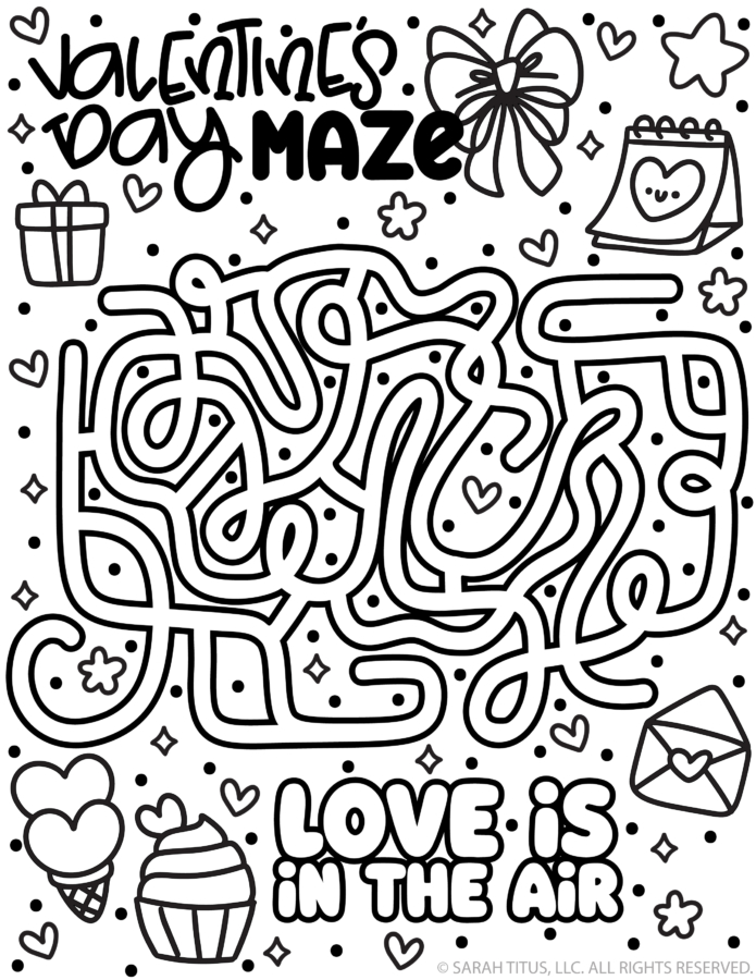 Free Printable Valentine’s Day Maze For Kids With Love Is In The Air Theme