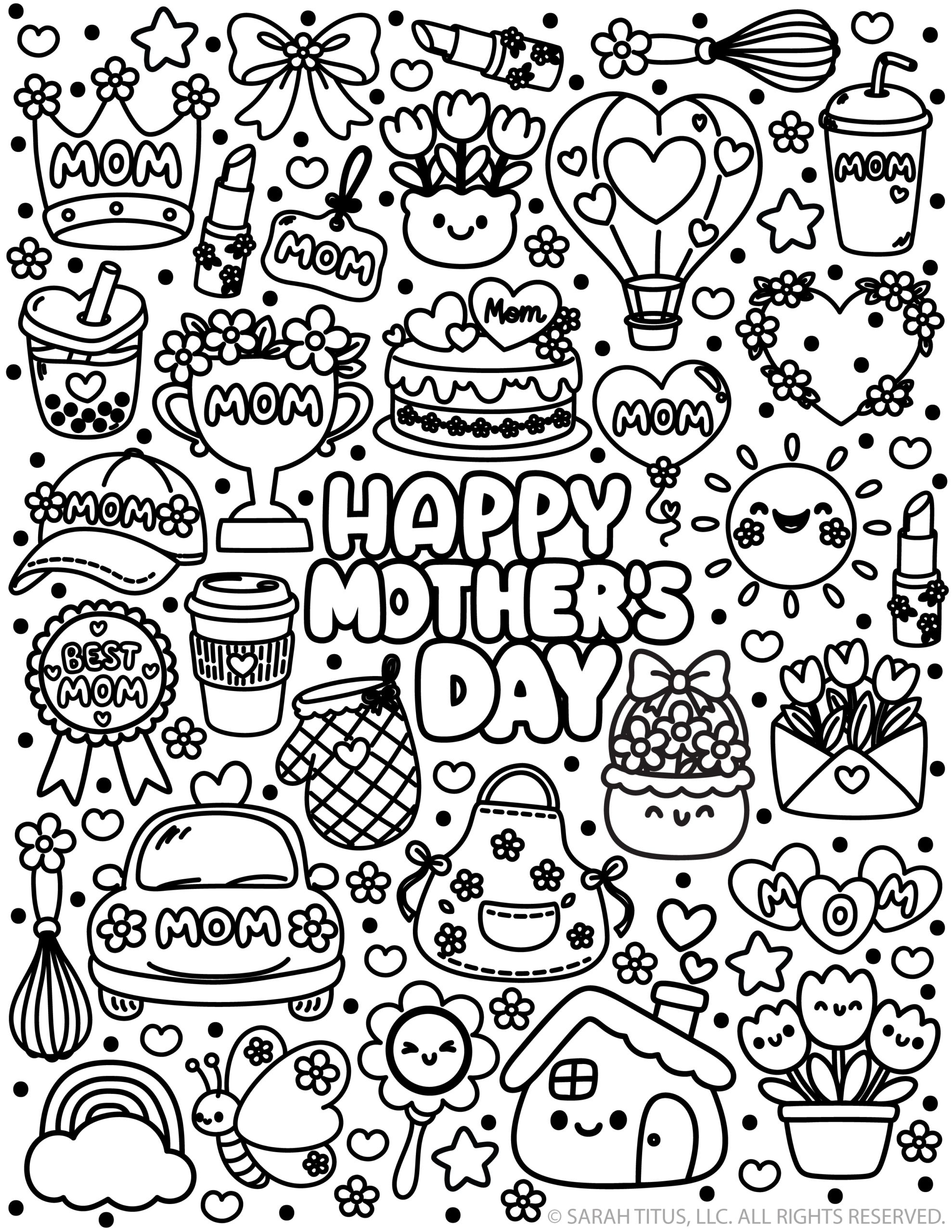 Free Printable Mother’s Day Coloring Pages: Hello Mom & Happy Mother’s ...