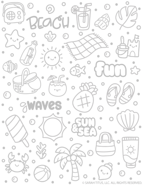 Beach Hand Lettering Doodles Practice Sheet (Cute Kawaii Doodles to ...