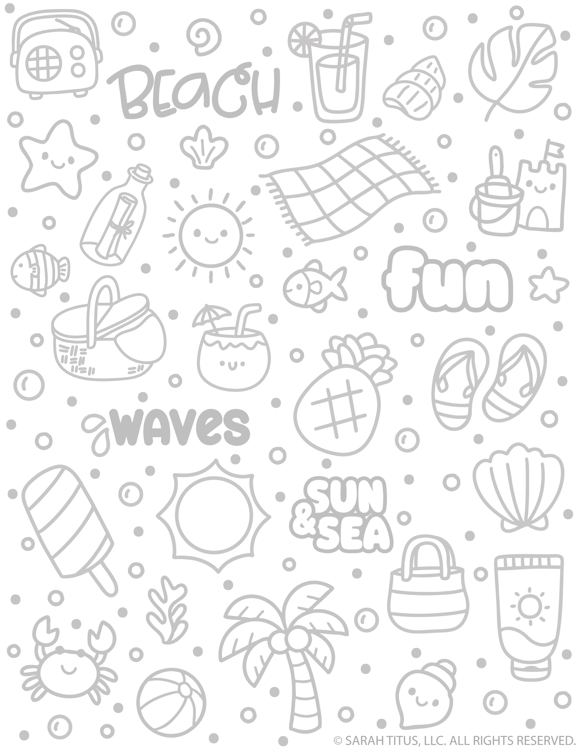 Beach Hand Lettering Doodles Practice Sheet (Cute Kawaii Doodles to ...
