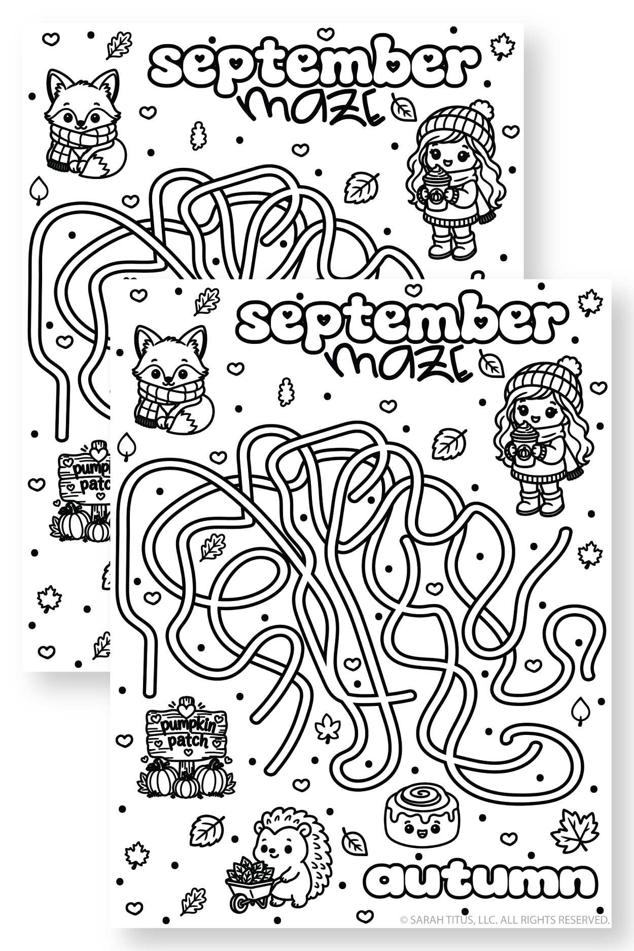 Free Printable September Maze (Cute Kawaii Activity Page) - Sarah Titus